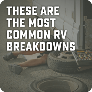 Common RV breakdowns chart with solutions to reduce repair time—includes air conditioner failure, plumbing leaks, slide-out malfunctions, and electrical issues